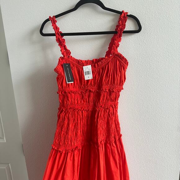 DOEN Marianne shirred cotton-poplin midi dress NEW Size Medium - Picture 4 of 7